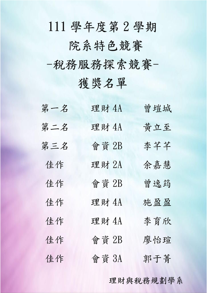 111學年第2學期稅務探索競賽